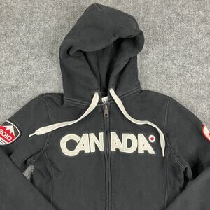 Hudson's Bay Hoodie Women's XS Black Canada Olympic Full Zip Sweatshirt